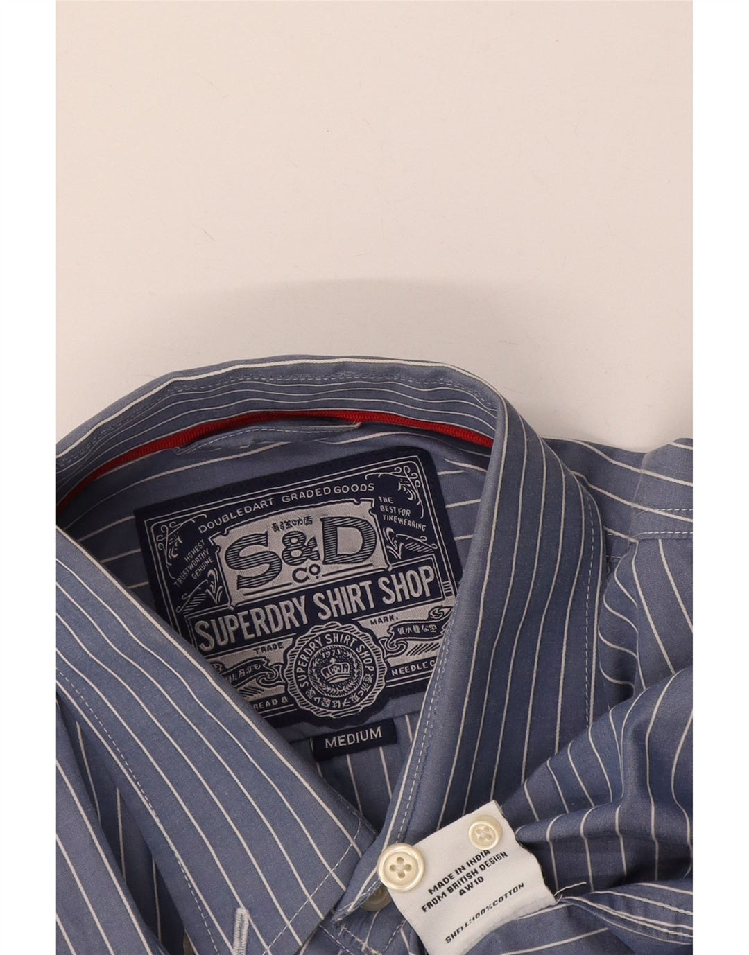 Superdry Herrenhemd aus mittelblauer, gestreifter Baumwolle
