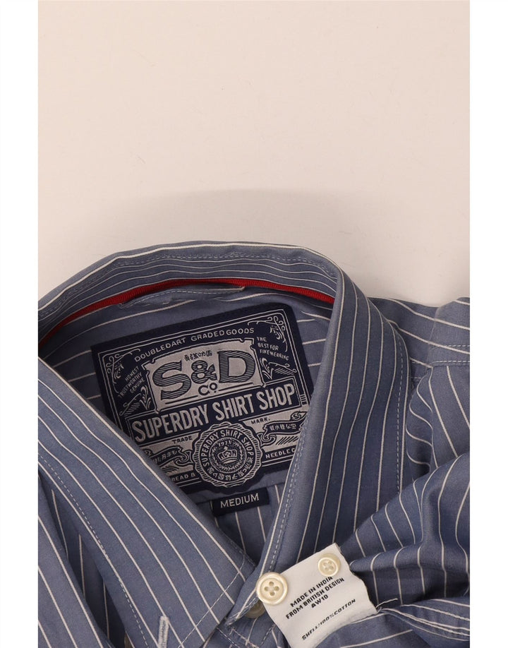 Superdry Herrenhemd aus mittelblauer, gestreifter Baumwolle