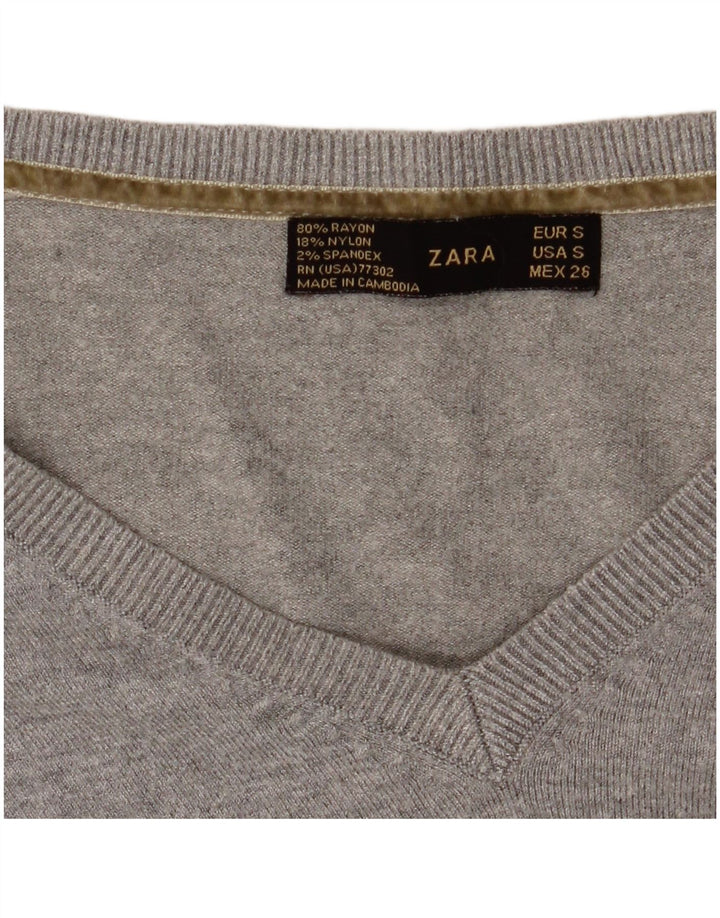 Zara Damen Crop V-Ausschnitt Pullover Pullover UK 8 Small Grau