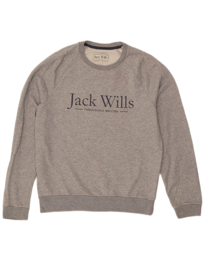 JACK WILLS Herren-Sweatshirt mit Grafik, groß, graue Baumwolle