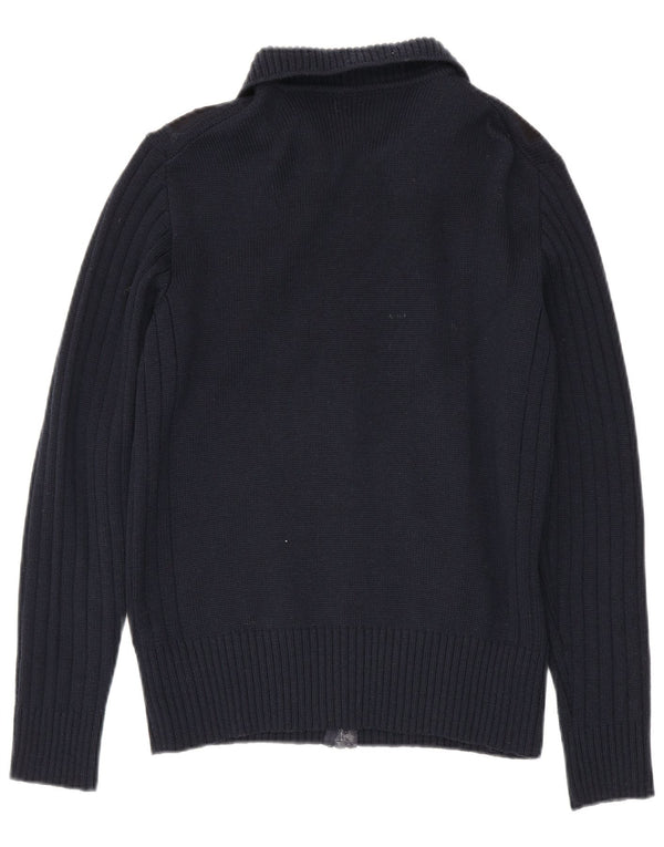 Ranger Mens Cardigan Sweater IT 50 Medium Navy Blue Colourblock Virgin Wool