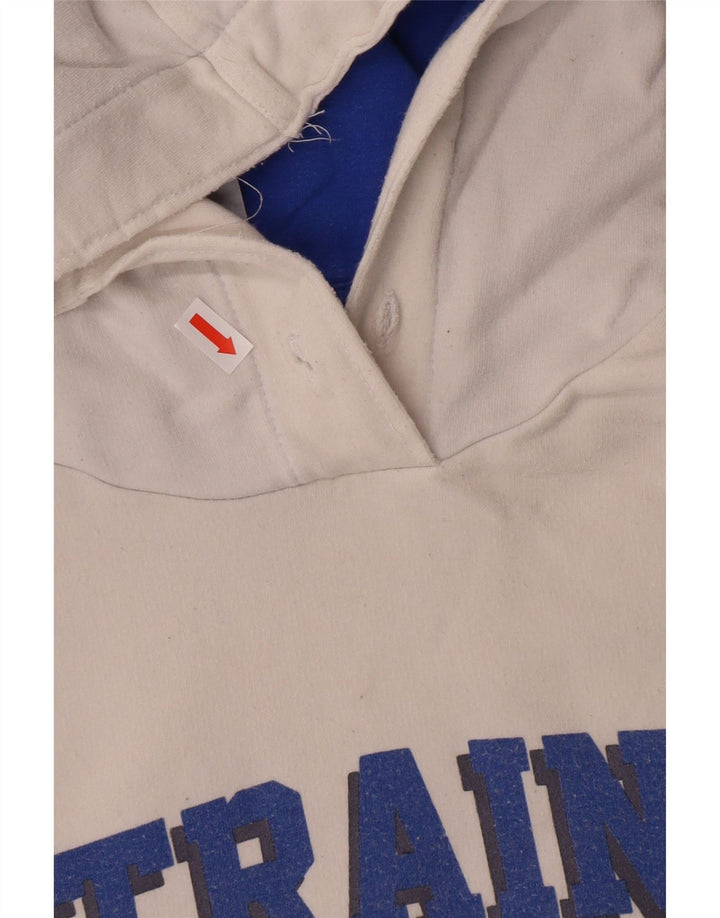 ADIDAS Damen Graphic Hoodie Pullover UK 12 Mittelweiße Baumwolle