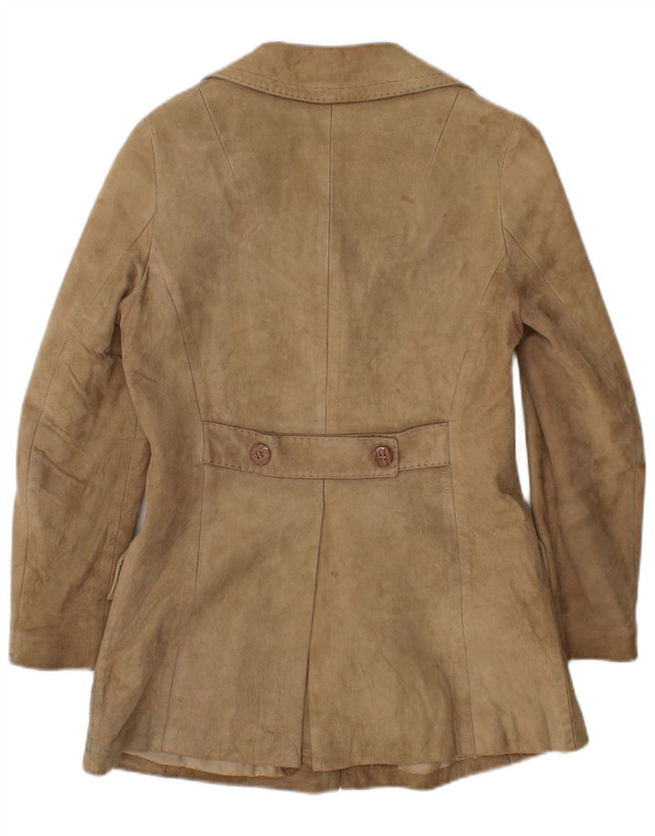 Vintage Damen Wildlederjacke UK 10 Small Beige