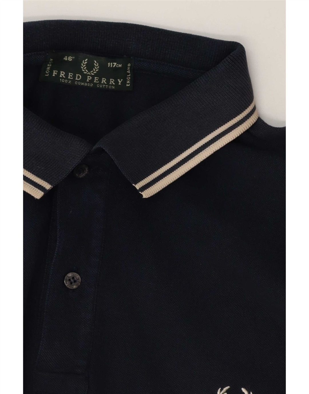 Fred Perry Herren-Poloshirt, groß, marineblau, gestreift, Baumwolle
