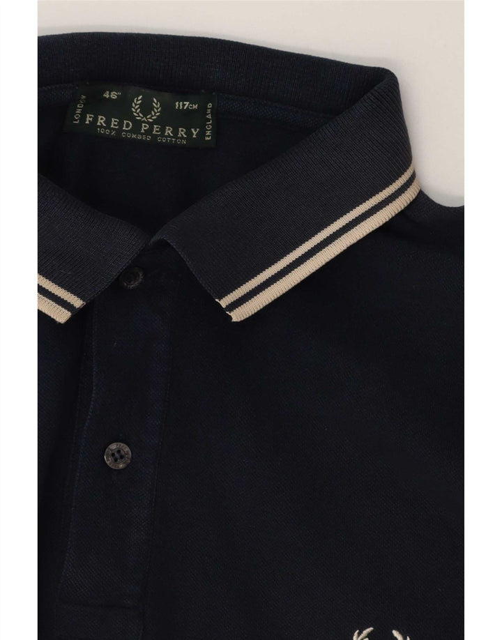 Fred Perry Herren-Poloshirt, groß, marineblau, gestreift, Baumwolle