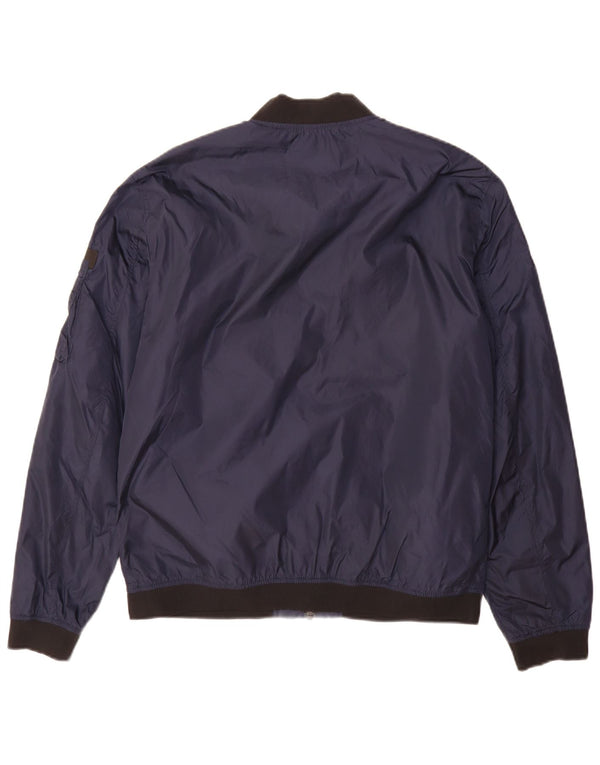 Jack & Jones Herren Bomberjacke UK 40 Large Marineblaues Nylon
