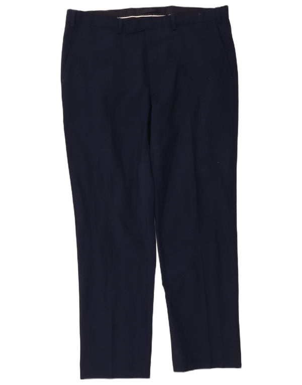 Marks & Spencer Herren-Freizeithose mit normaler Passform, W36, L31, marineblaue Wolle