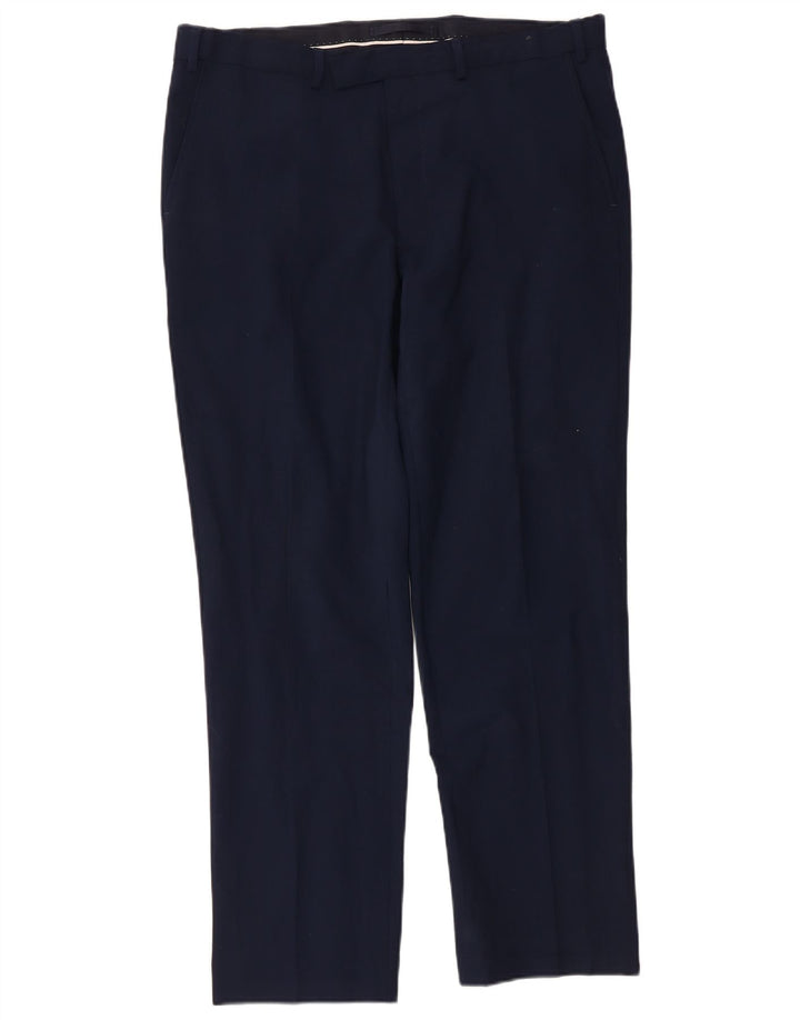 Marks & Spencer Herren-Freizeithose mit normaler Passform, W36, L31, marineblaue Wolle
