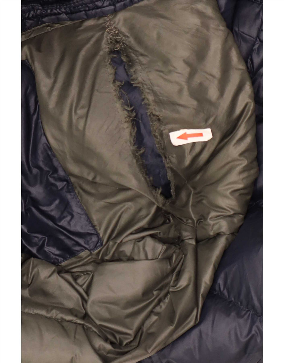 Blauer wattierte Herrenjacke mit Kapuze, UK 40, Größe L, marineblau, Polyamid
