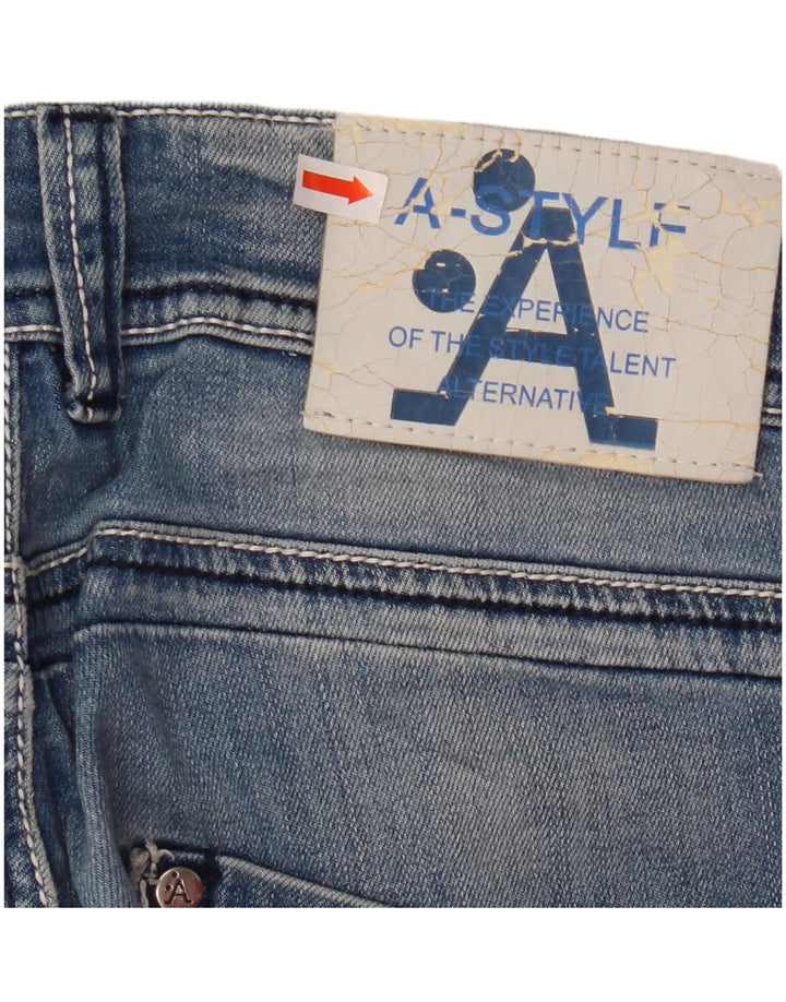 A-Style Damen Slim Jeans IT 46 Large W33 L36 Blaue Baumwolle