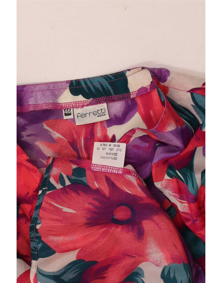 Ferretti Damen Kurzarm-Hemdbluse IT 46 Großes mehrfarbiges Blumenmuster