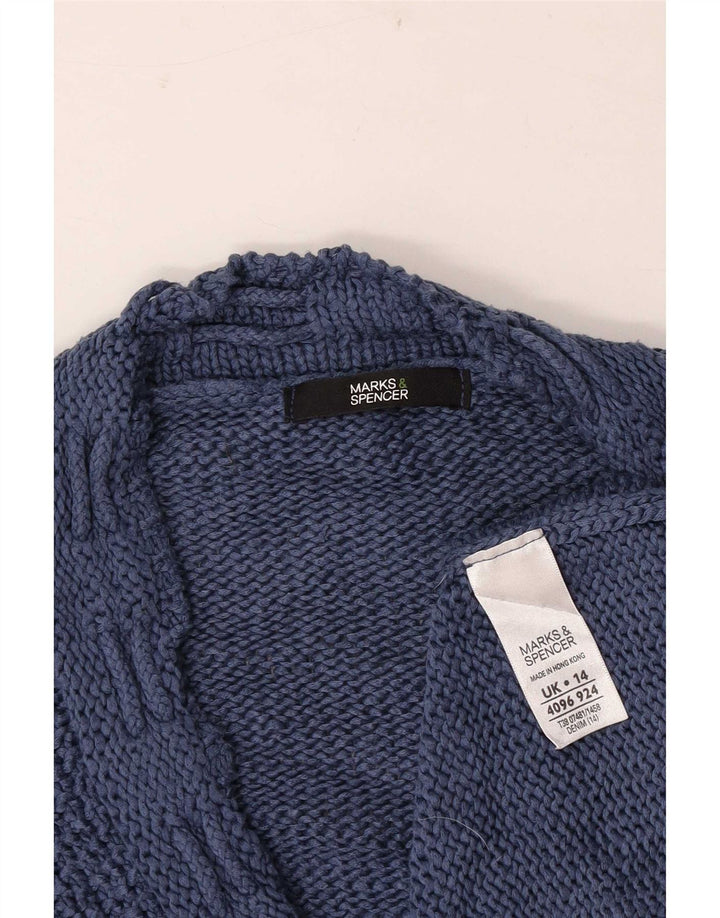 Marks & Spencer Damen-Strickjacke mit 3/4-Ärmeln, UK-Gr. 14, Mittelblau