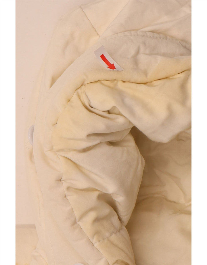 Woolrich Wattierte Herrenjacke mit Kapuze, UK 40, Größe L, cremefarbene Baumwolle