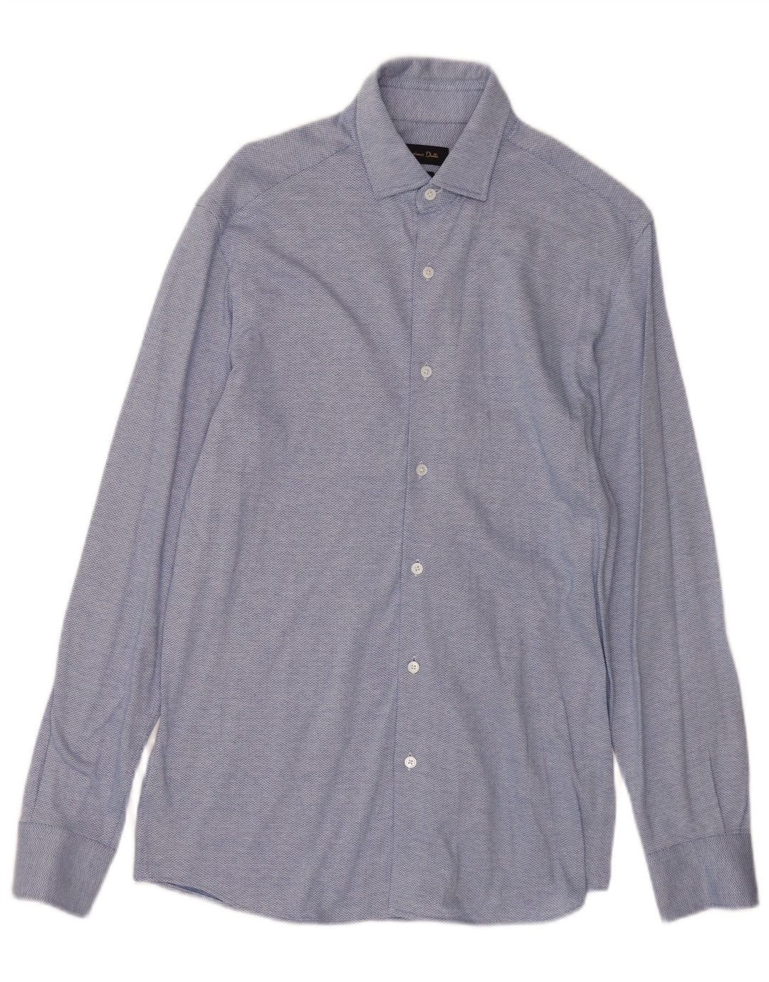 Massimo Dutti Herrenhemd aus mittelblauer Chevron-Baumwolle