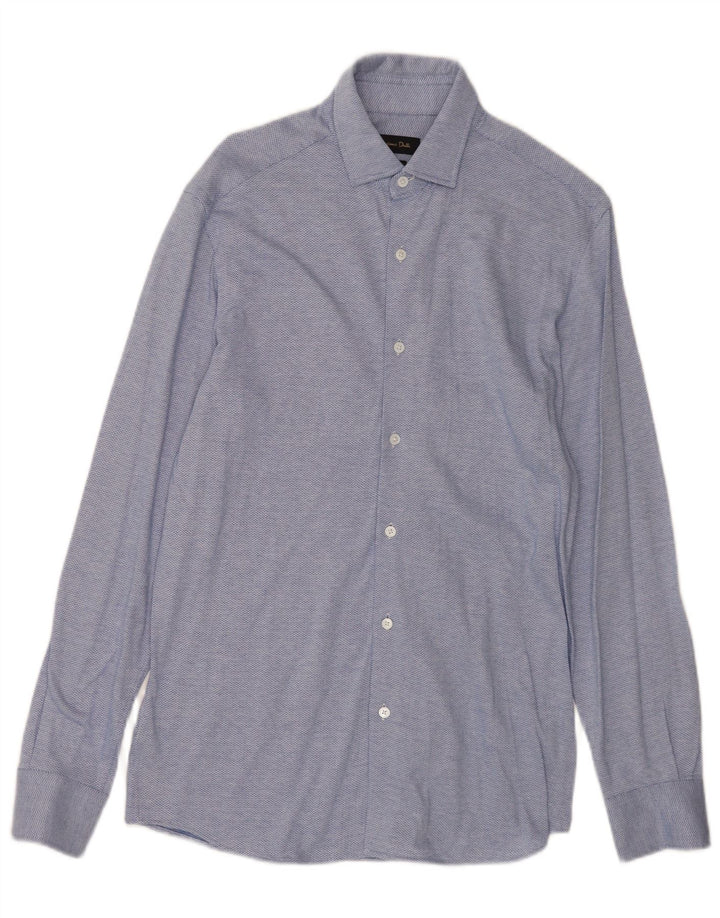 Massimo Dutti Herrenhemd aus mittelblauer Chevron-Baumwolle