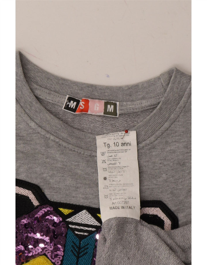 MSGM Girls Graphic Sweatshirt Jumper 9-10 Years Grey Cotton Vintage MSGM and Second-Hand MSGM from Messina Hembry 