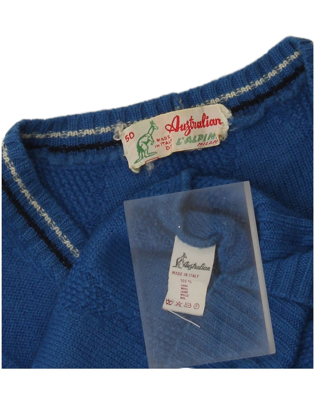 AUSTRALIAN L'ALPINA Herren-Cardigan-Pullover IT 50 Mittelblau Argyle/Diamant