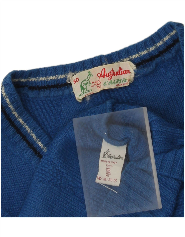 AUSTRALIAN L'ALPINA Herren-Cardigan-Pullover IT 50 Mittelblau Argyle/Diamant