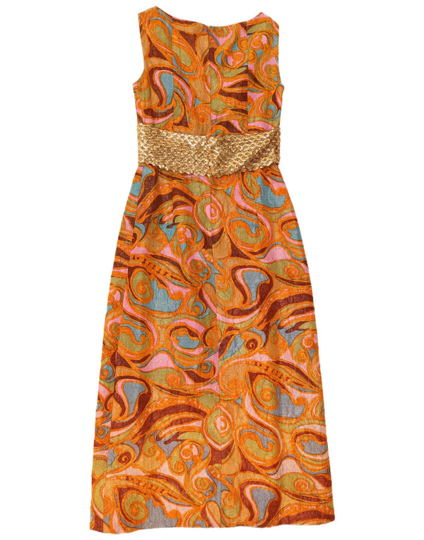 Vintage Damen Ärmelloses Maxikleid UK 12 Medium Mehrfarbig Paisley