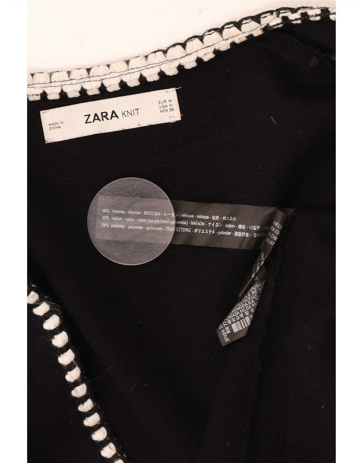 Zara Damen Longline Open Cardigan Pullover UK 14 Mittelschwarze Viskose