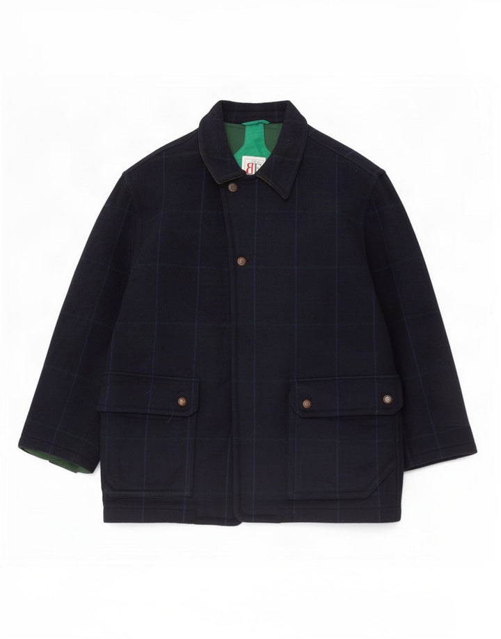 Belfe & Herren-Utility-Jacke IT 50 Große marineblau karierte Wolle