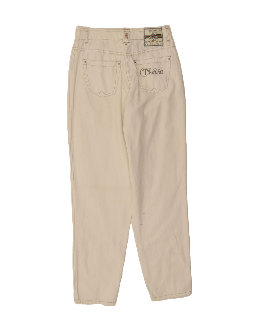 GENERAL STORE Womens Tapered Jeans IT 42 Medium W30 L31 Off White Cotton Vintage General Store and Second-Hand General Store from Messina Hembry 