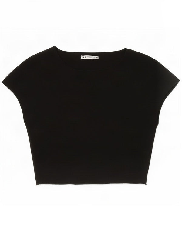Zara Damen Crop Top UK 12 Medium Schwarz