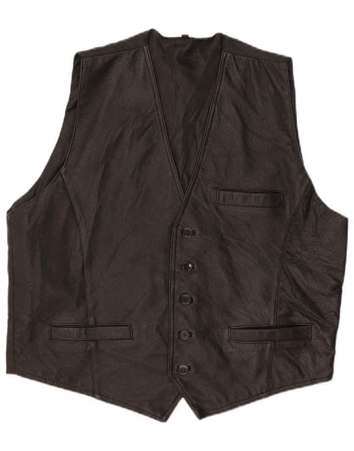 Vintage Herren Weste XL Schwarzes Leder