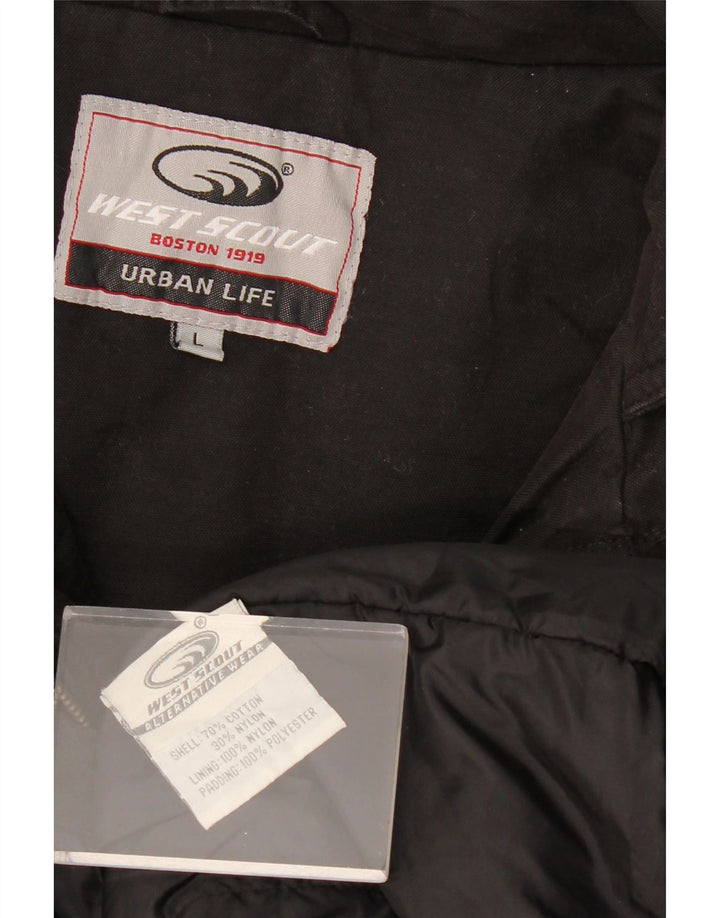 WEST SCOUT Herren-Windbreaker-Jacke, UK 40, große schwarze Baumwolle