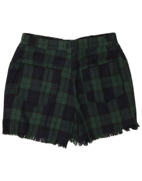 Onyx Damen-Freizeitshorts mit hoher Taille, Größe S, Gr. W27, grün kariert, Acryl