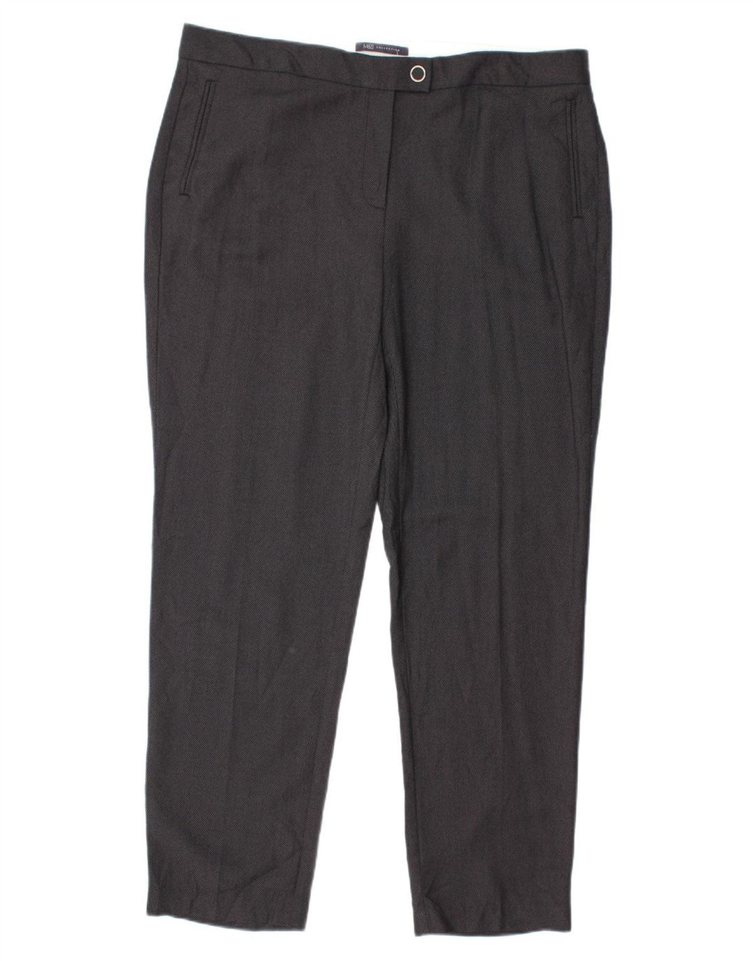 Marks & Spencer Damen Slim Anzughose UK 18 XL W40 L30 Grau Polyester