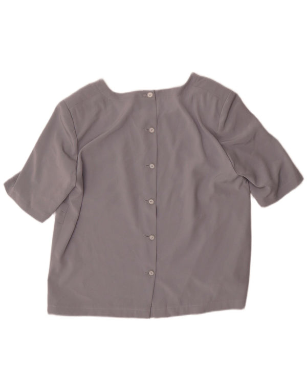 Vintage Damen Kurzarm-Hemdbluse UK 16 Large Grau