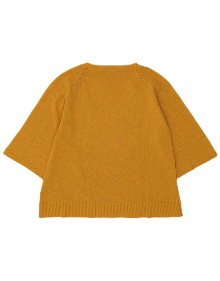 Massimo Dutti Damen Pullover mit kurzen Ärmeln und V-Ausschnitt, Gr. 14, Mittelgelb