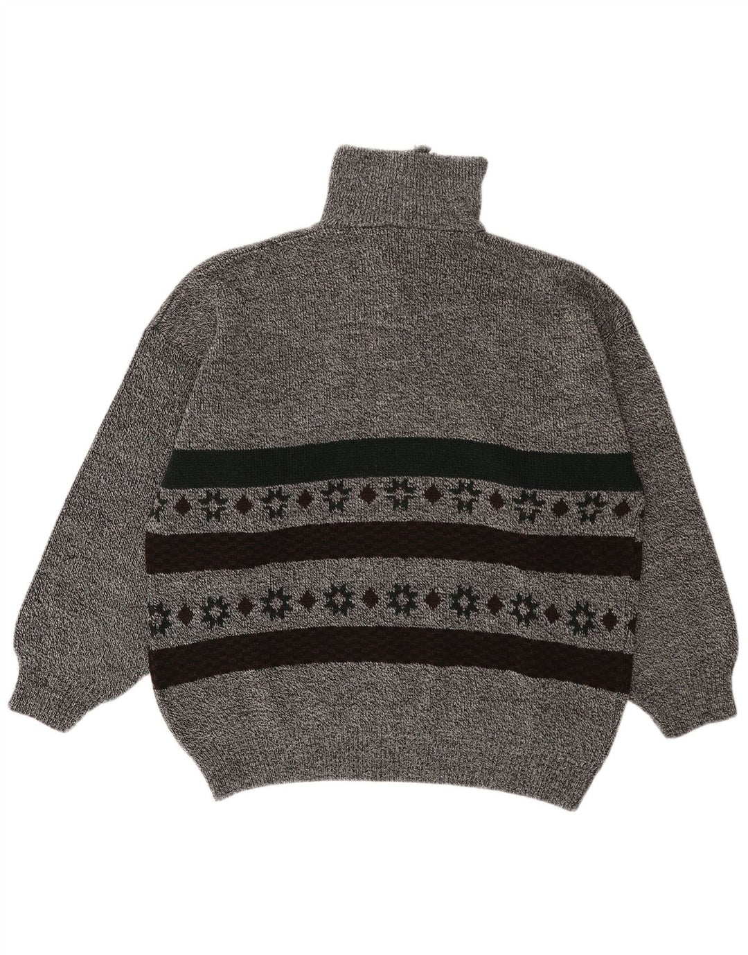VINTAGE Herren Pullover mit Reißverschluss am Hals, groß, grau gestreift
