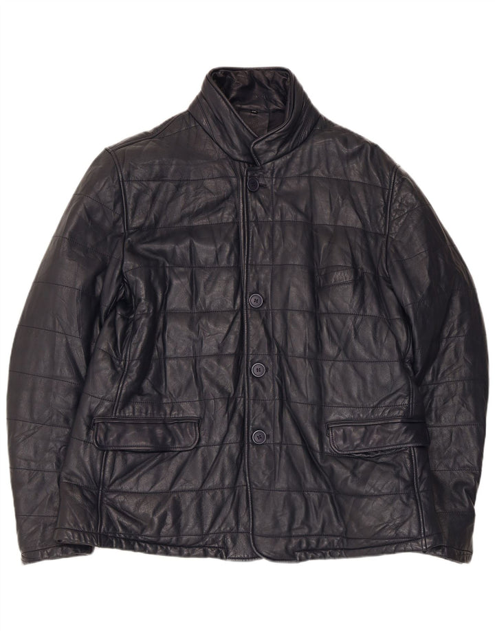 Desiree Damen Bomber-Lederjacke UK 18 XL Marineblaues Leder