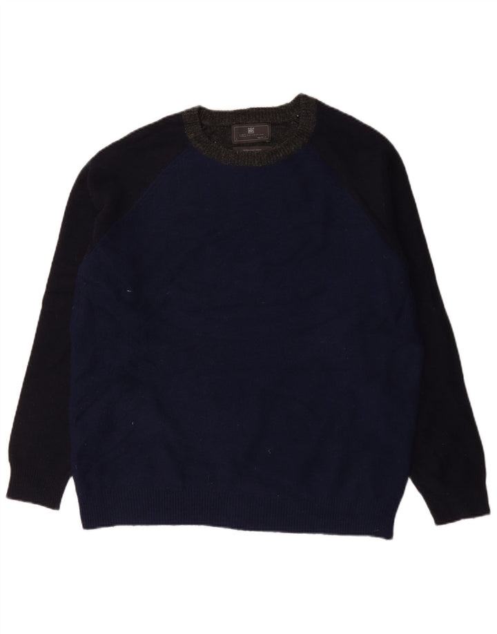 Marks & Spencer Herren-Pullover mit Rundhalsausschnitt, groß, Marineblau, Farbblock