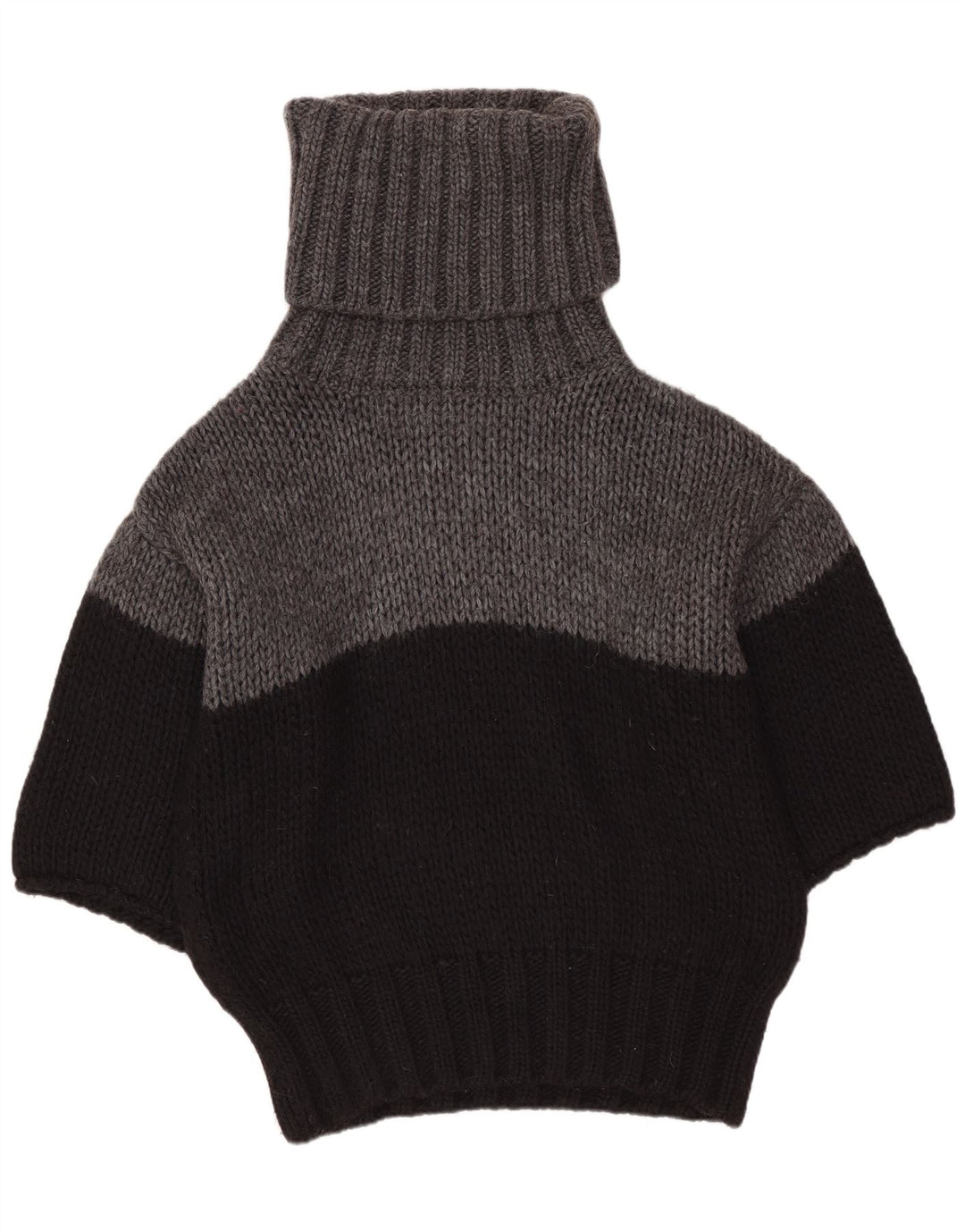 Benetton Damen-Pullover mit Rollkragen und Fledermausärmeln, Gr. 10, Schwarz