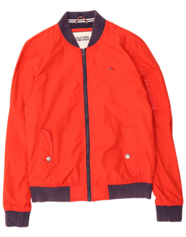 TOMMY HILFIGER Herren Bomberjacke UK 36 Kleine rote Baumwolle