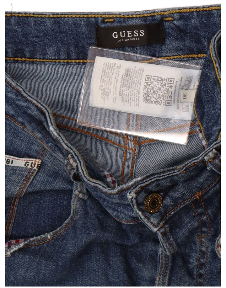 Guess Herren Straight Distressed Slim Jeans W30 L33 Blau Polyester