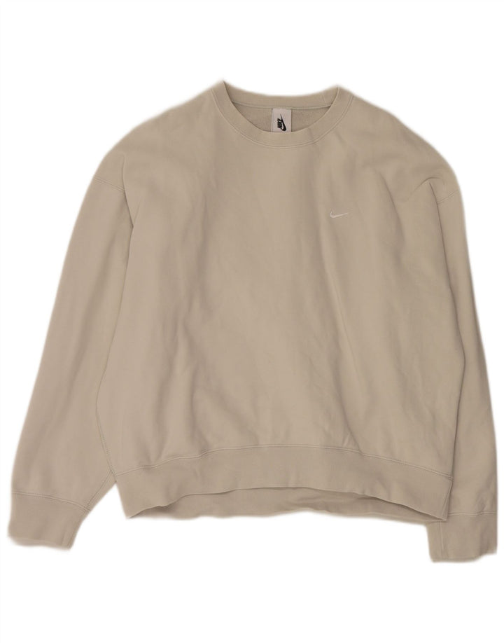 Nike Herren Sweatshirt Pullover Large Beige Baumwolle