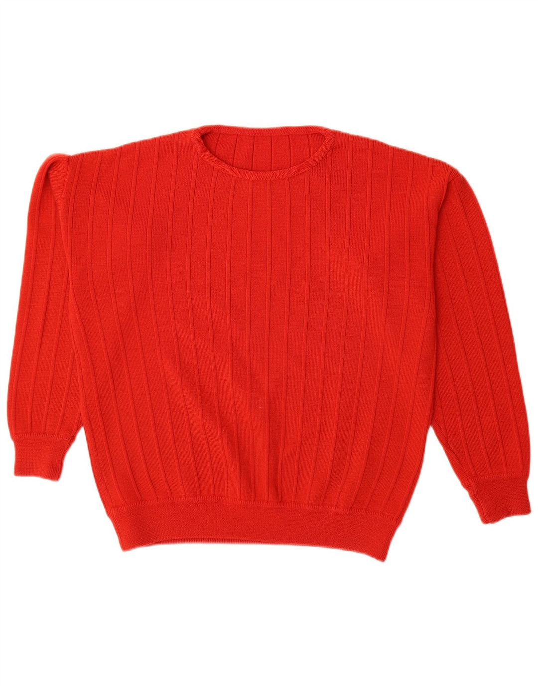 Vintage Damen Übergroßer Rundhalspullover Pullover UK 14 Mittelrot gestreift