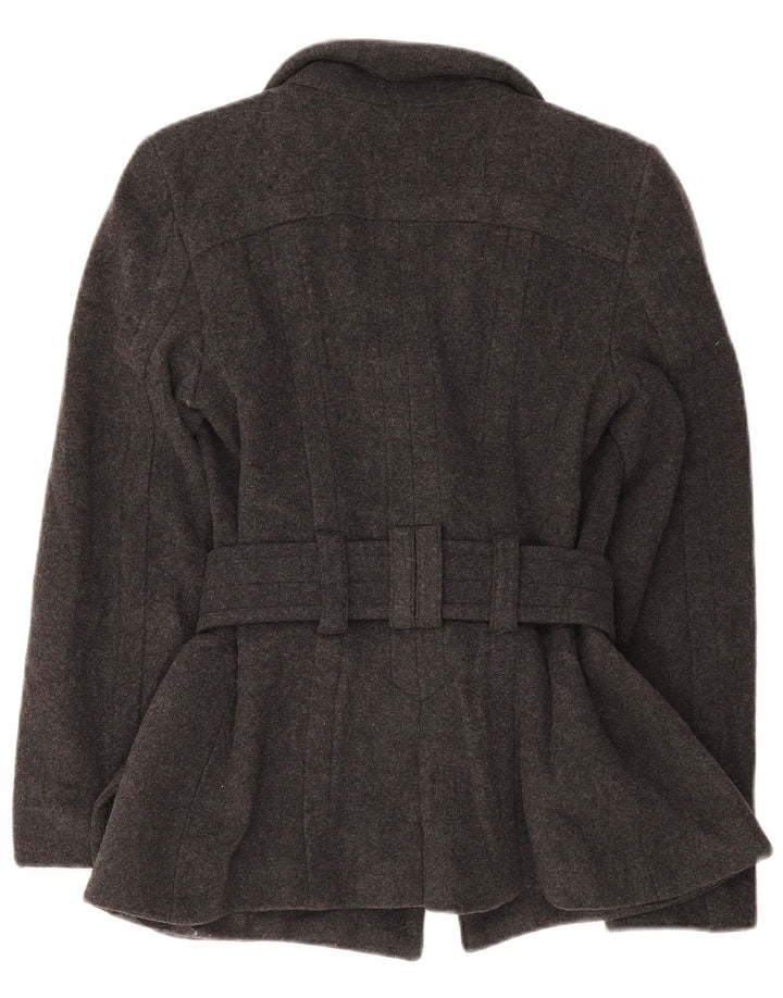 Zara Damen Pea Coat UK 6 XS Schwarze Wolle