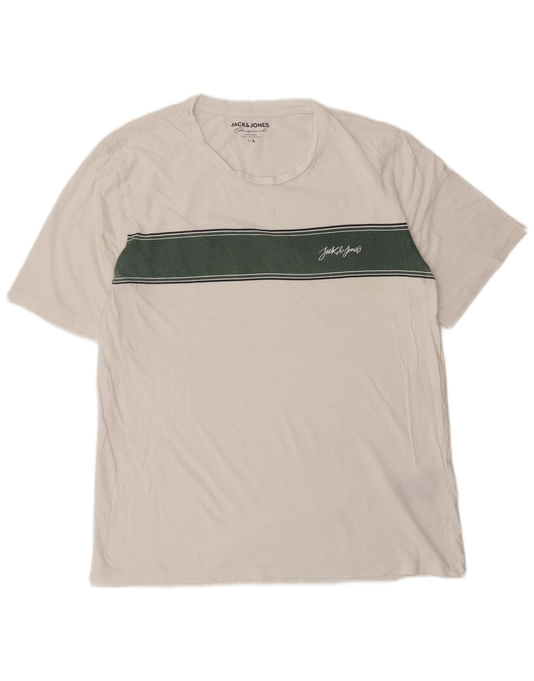 Jack & Jones Herren-T-Shirt-Oberteil, groß, weiß gestreift, Baumwolle