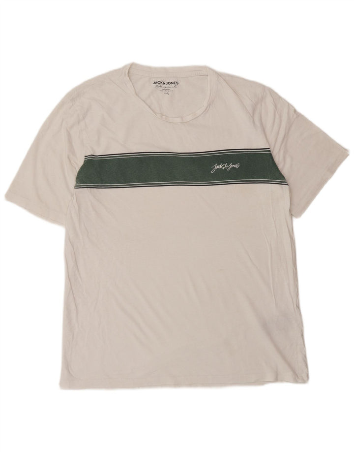Jack & Jones Herren-T-Shirt-Oberteil, groß, weiß gestreift, Baumwolle