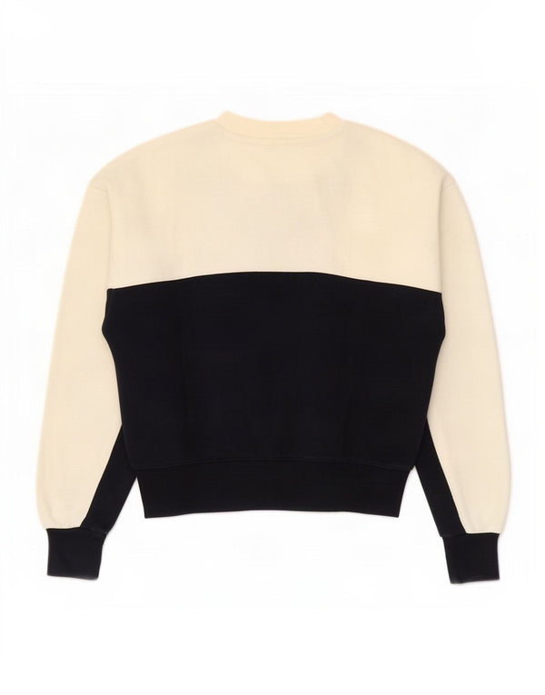 Champion Damen Crop Oversized Sweatshirt Pullover UK 6 XS Weiß Farbblock