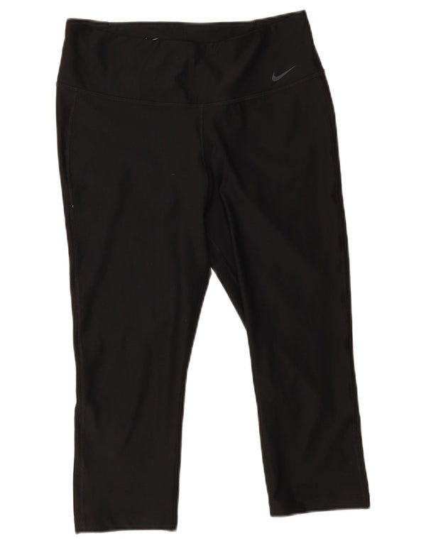 Nike Damen Dri Fit Capri-Leggings UK 14 Mittelschwarzes Polyester
