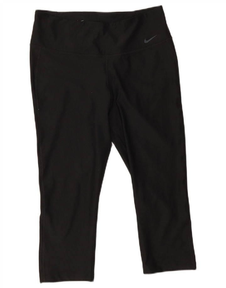 Nike Damen Dri Fit Capri-Leggings UK 14 Mittelschwarzes Polyester