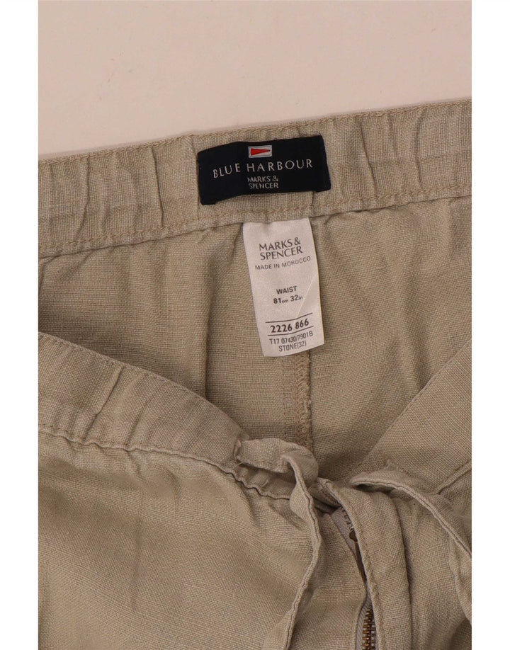 Marks & Spencer Herren Blue Harbour Caprihose W32 Mittelbeige Leinen