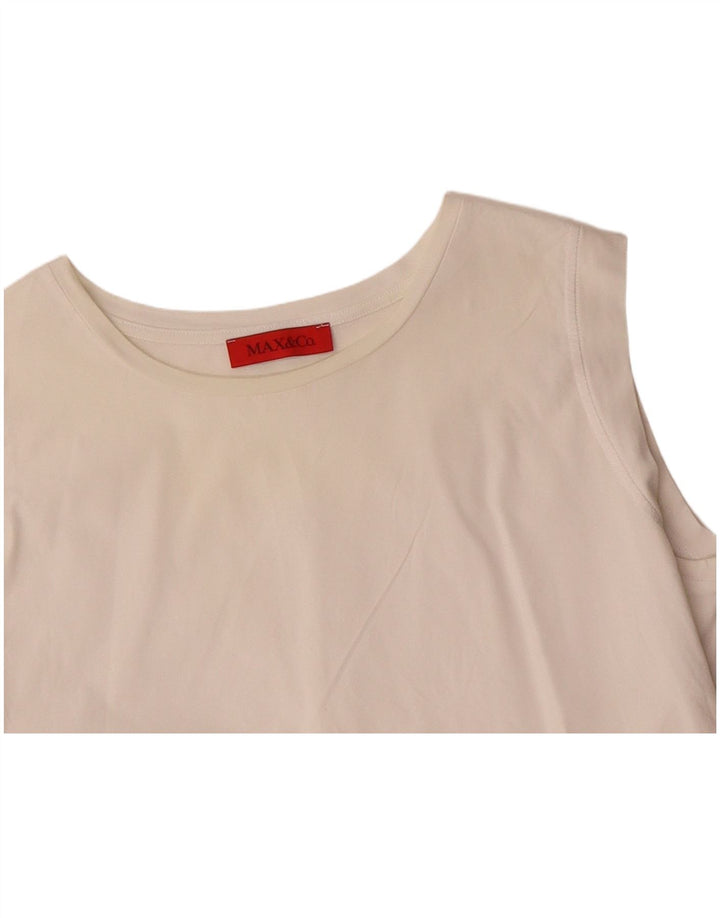 MAX&CO. Womens Sleeveless Blouse Top UK 14 Medium White Cotton