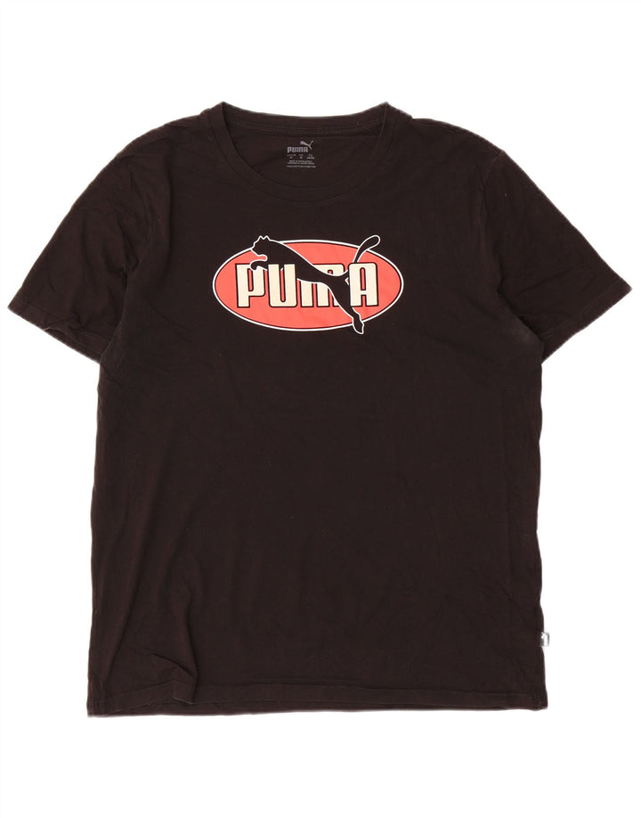 Puma Herren Grafik T-Shirt Top Mittelschwarz Baumwolle